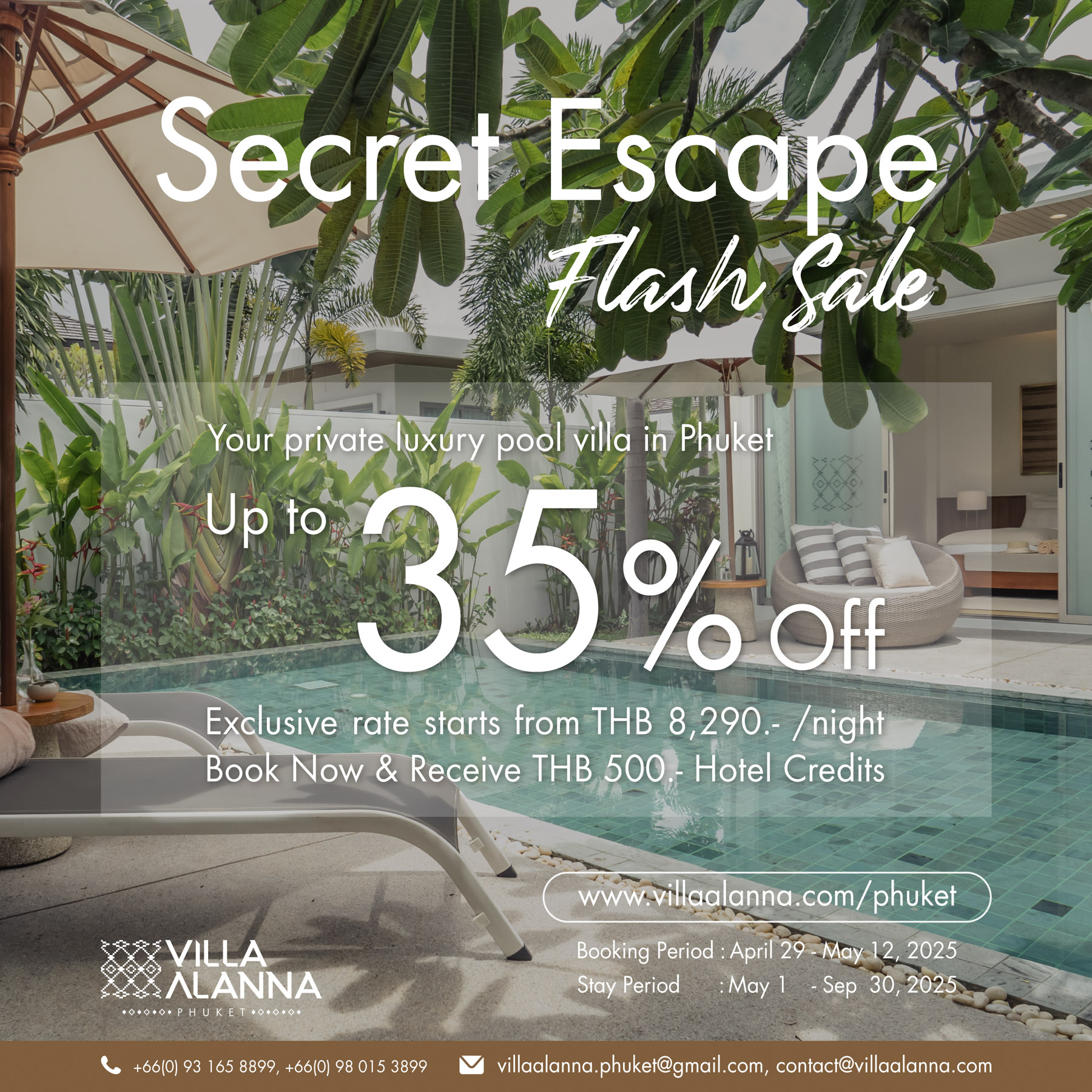 SECRET ESCAPE – VILLA ALANNA PHUKET LIMITED TIME OFFER – UP TO 35% OFF